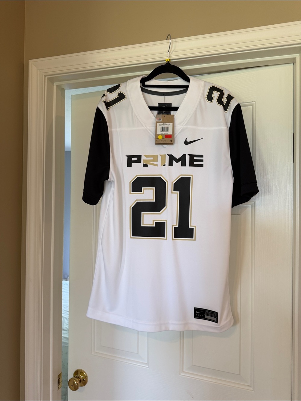 Nike White Football Jersey with Black Swoosh Accent